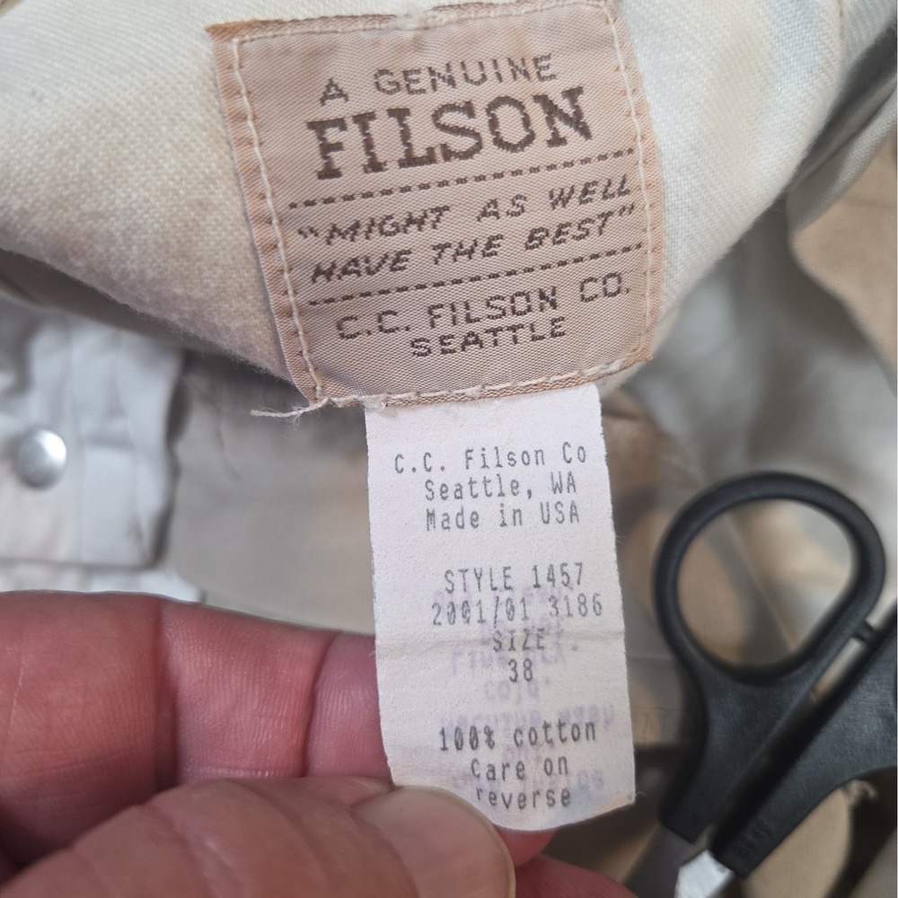 Vintage CC Filson Hunting Pants 34x30 Style 1457 Made In USA Waxed Cloth Brush - Picture 2 of 14